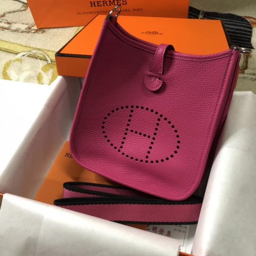 Hermes Evelyne mini 17cm oryginalna torba listonoszka ze skóry cielęcej H1187 różowa