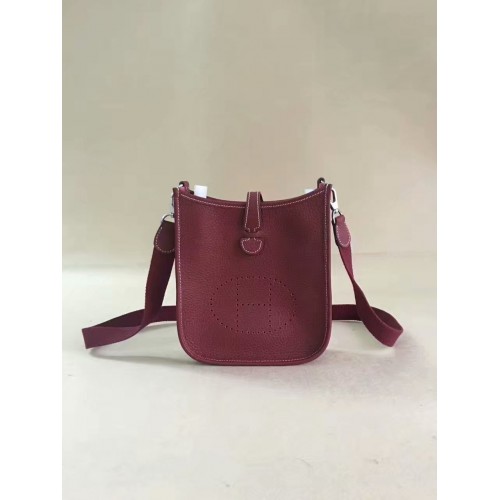 Hermes Evelyne oryginalna skórzana mini torebka na ramię Togo H15698 Burgundy