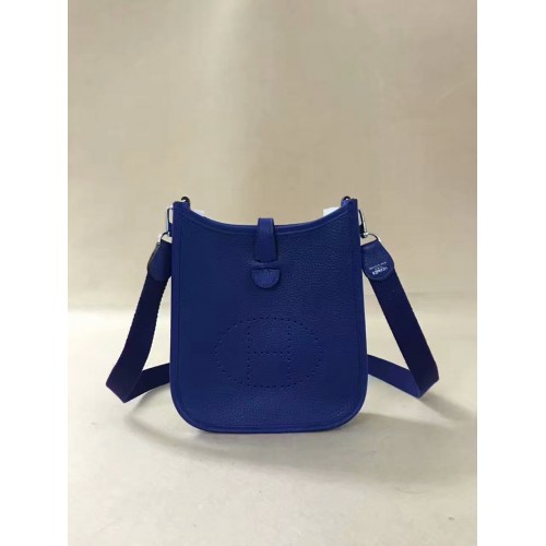 Hermes Evelyne oryginalna skórzana mini torebka na ramię Togo H15698 optic blue
