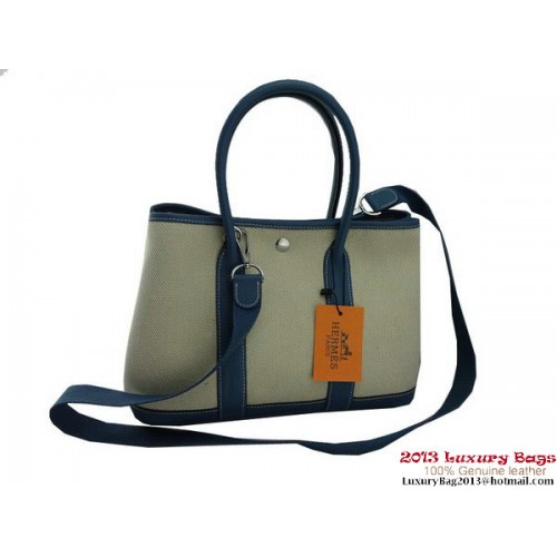 Torba Hermes Garden Party 30 cm, materiał, niebieski