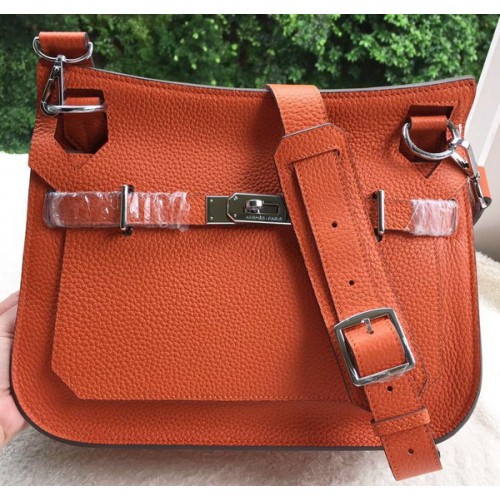 Hermes Jypsiere 31CM Torba na ramię ze skóry cielęcej H0880 Pomarańczowa