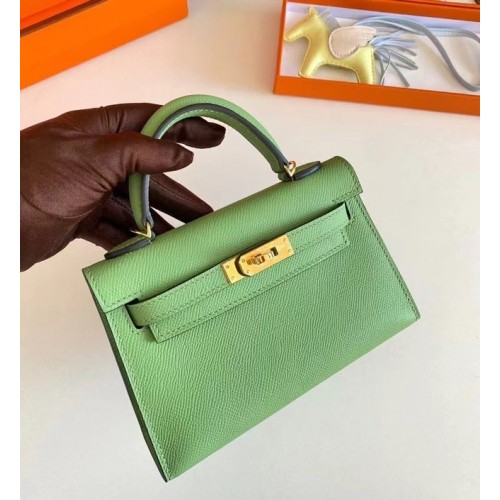 Torebki na ramię Hermes Kelly 19 cm, skóra Epsom, KL19, złote okucia, awokado, zieleń