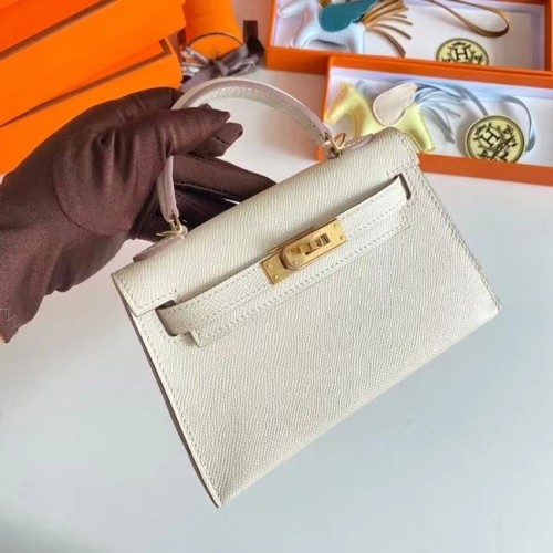 Torebki na ramię Hermes Kelly 19 cm, skóra Epsom, KL19, złote okucia, kremowe