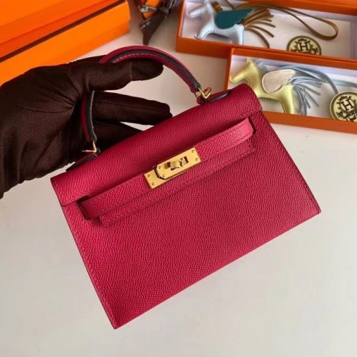Torebki na ramię Hermes Kelly 19 cm, skóra Epsom, KL19, złote, różowe okucia