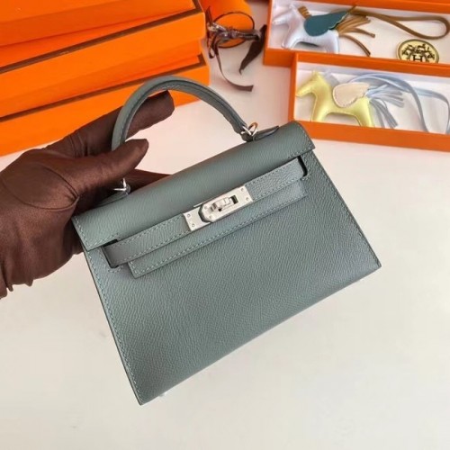 Torebki na ramię Hermes Kelly 19 cm, skóra Epsom, KL19, srebrne okucia, kolor migdałowy