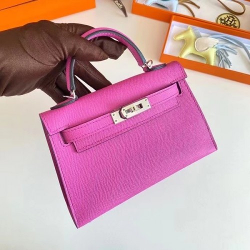 Torebki na ramię Hermes Kelly 19 cm, skóra Epsom, KL19, srebrne okucia, lawenda