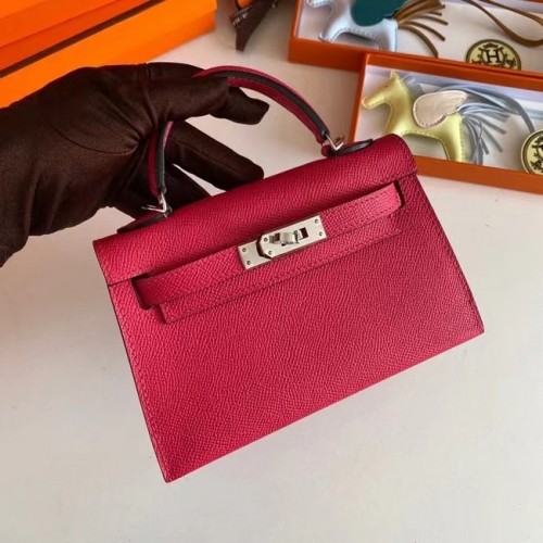 Torebki na ramię Hermes Kelly 19 cm, skóra Epsom, KL19, srebrne, różowe okucia