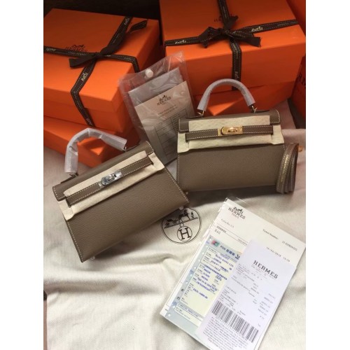 Torebka na ramię Hermes Kelly 19 cm, skóra Epsom, KL19, ciemnoszara