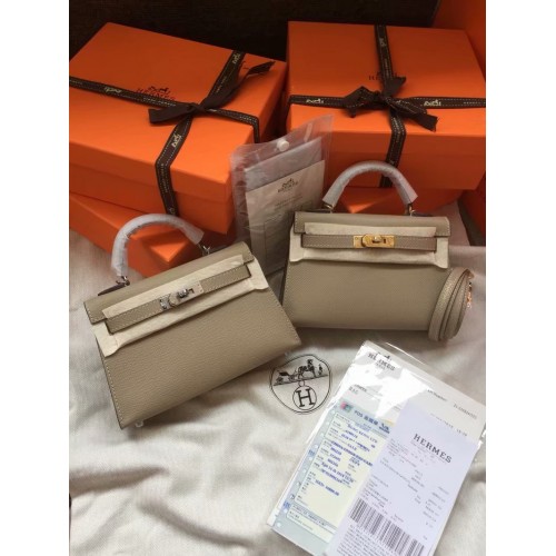 Hermes Kelly 19cm Torebka na ramię Epsom Leather KL19 szara