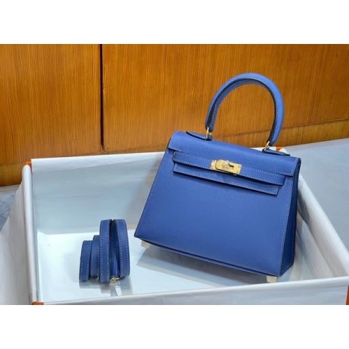 Hermes Kelly 20cm Torebki na ramię Epsom KL2750 niebiesko-złote