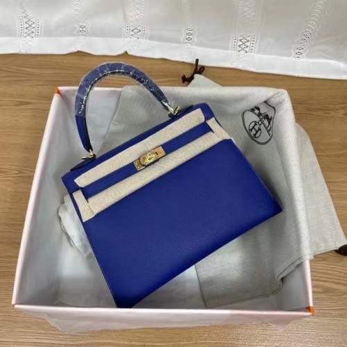 Hermes Kelly 25cm Torebka na ramię Epsom KL2755 Electrooptic niebiesko-złota