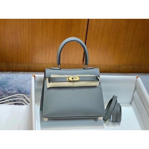 Hermes Kelly 20cm Torebki na ramię Epsom KL2750 Iron grey&gold
