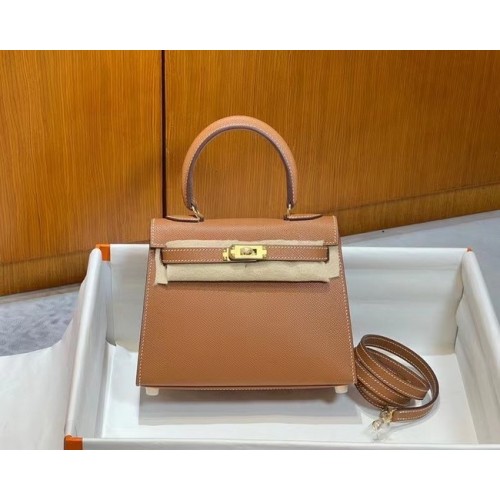 Hermes Kelly 20cm Torebki na ramię Epsom KL2750 brązowo-złote