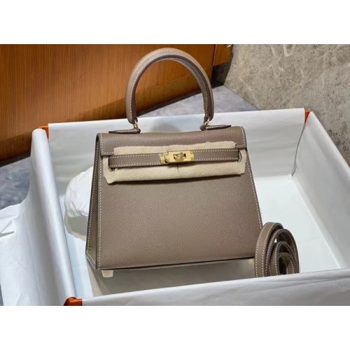 Hermes Kelly 20cm Torebki na ramię Epsom KL2750 szaro-złote
