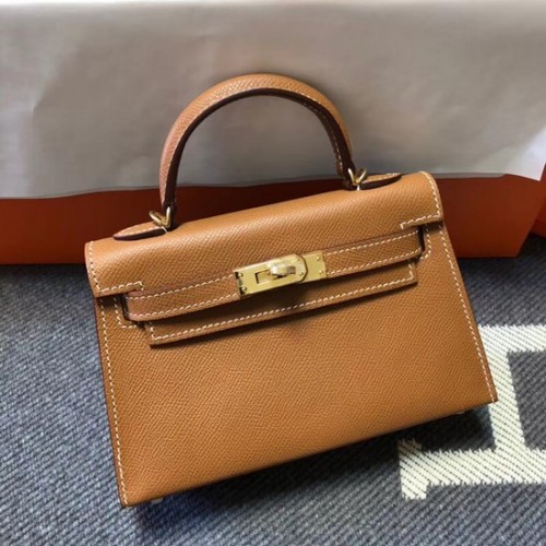 Torba typu tote Hermes Kelly 20 cm, oryginalna skóra Epsom, kolor KL20, kolor wielbłądzi