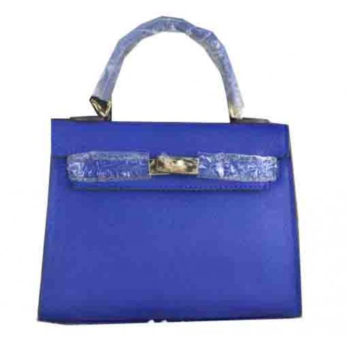 Torba typu tote Hermes Kelly 22 cm ze skóry cielęcej w kolorze niebieskim
