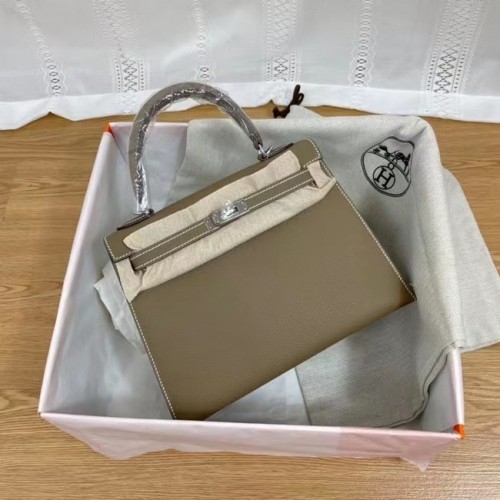 Hermes Kelly 25cm Torebka na ramię Epsom KL2755 Elephant Grey&silver-Tone Metal