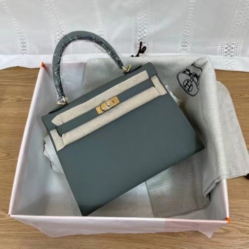 Hermes Kelly 25cm Torebka na ramię Epsom KL2755 Fog blue&gold-Tone Metal