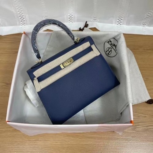Hermes Kelly 25cm Torebka na ramię Epsom KL2755 Royal blue&gold-Tone Metal