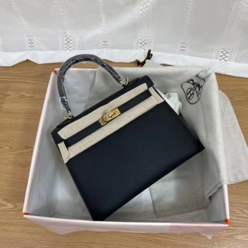 Hermes Kelly 25cm Torebka na ramię Epsom KL2755 czarno-złota metalowa