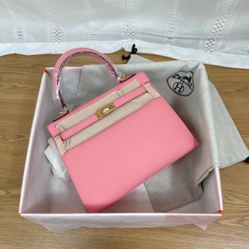 Hermes Kelly 25cm Torebka na ramię Epsom KL2755 różowo-złota metalowa