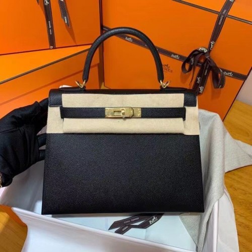 Torebki na ramię Hermes Kelly 28 cm, skóra Epsom, KL28, kolor czarny
