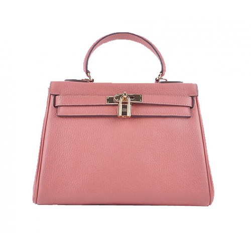 Torebki na ramię Hermes Kelly 28 cm, jasnoróżowe, ziarniste, ze skóry, w kolorze złotym