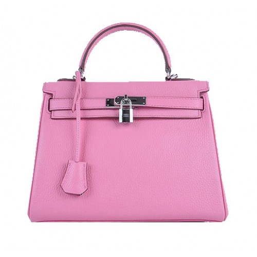 Hermes Kelly 28cm Torebka na ramię Sakura Grainy Leather Silver