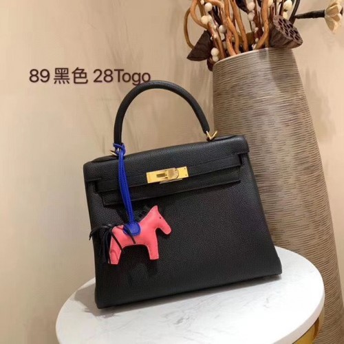 Torebka na ramię Hermes Kelly 28 cm, skóra Togo, KL28, czarna