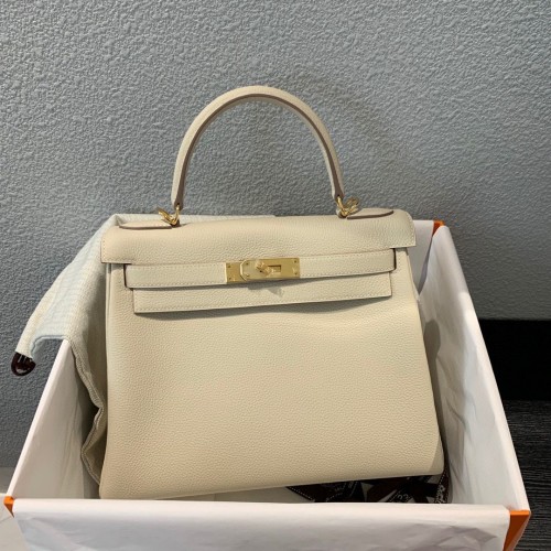 Torebka na ramię Hermes Kelly 28 cm, skóra Togo, kolor kremowy KL28