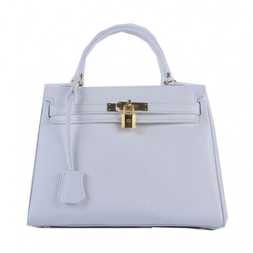 Torebki na ramię Hermes Kelly 28 cm, biała, ziarnista skóra, złoto