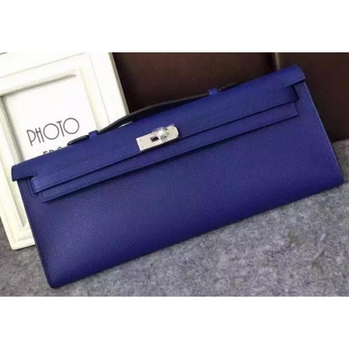 Hermes Kelly 31cm kopertówka ze skóry Epsom KL31 niebieska