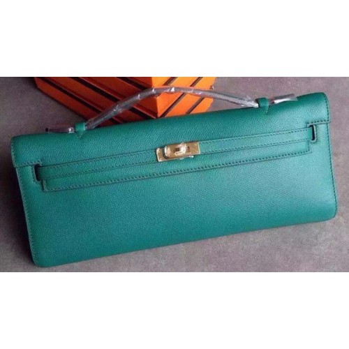 Hermes Kelly 31cm kopertówka ze skóry Epsom KL31 głęboka zieleń