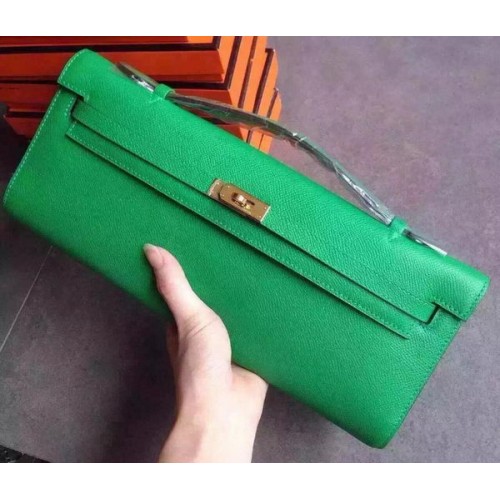 Hermes Kelly 31cm kopertówka ze skóry Epsom KL31 zielona