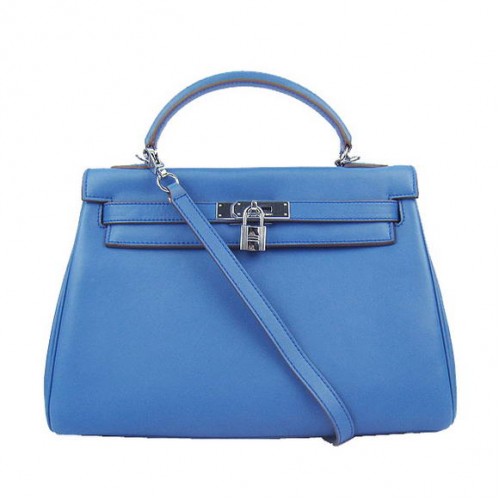 Hermes Kelly 32cm Togo Leather 6108 Blue Silver