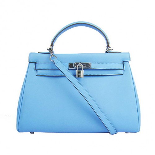 Torebka Hermes Kelly 32 cm Togo Leather 6108 Jasnoniebieski Srebrny
