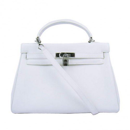 Torebka Hermes Kelly 32 cm Togo Skóra 6108 Biały Srebrny