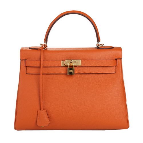 Hermes Kelly 32cm Torba na ramię Pomarańczowa Oryginalna skóra K32 Złota