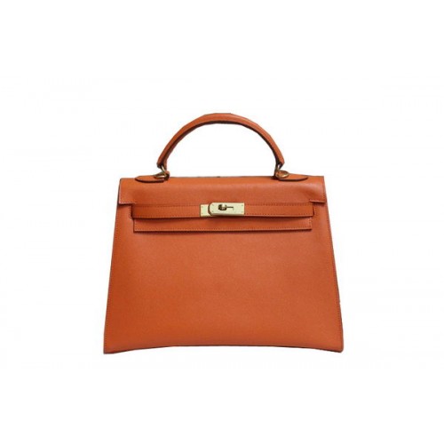 Hermes Kelly 32cm Torba na ramię Pomarańczowa skóra Saffiano K32 Złota