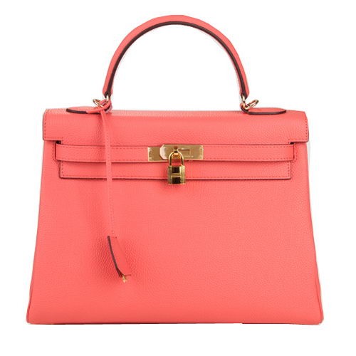 Hermes Kelly 32cm Torebka na ramię Różowa Oryginalna Skóra K32 Złota