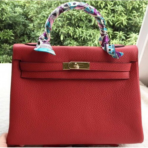 Hermes Kelly 32cm Torba na ramię Czerwona skóra cielęca K32CL Złota