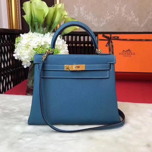 Hermes Kelly 32cm Torba na ramię TOGO Skóra KY32 Niebieska