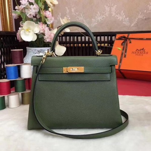 Hermes Kelly 32cm Torba na ramię TOGO Skóra KY32 Zielona
