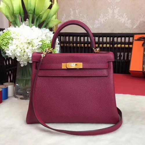 Hermes Kelly 32cm Torba na ramię TOGO Skóra KY32 Wino