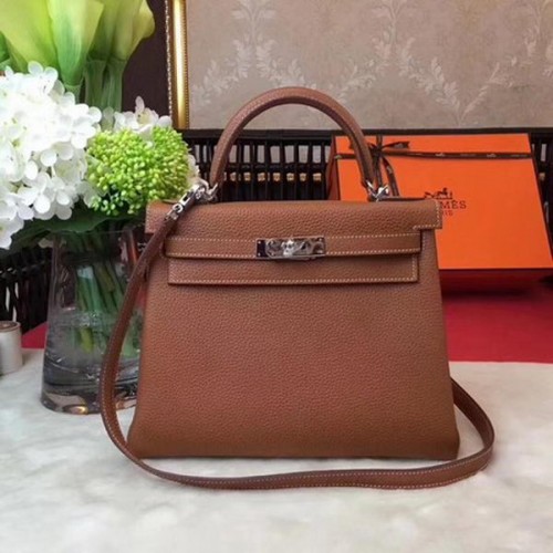 Hermes Kelly 32cm Torba na ramię Wheat TOGO Skóra KY32 Srebrna