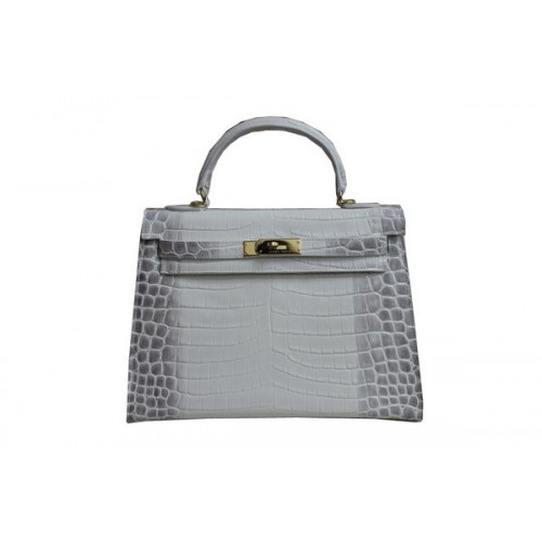 Hermes Kelly 32cm Torba na ramię Biała skóra krokodyla K32 Złota