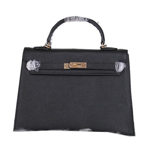Torebki na ramię Hermes Kelly 32 cm, skóra licowa, czarna