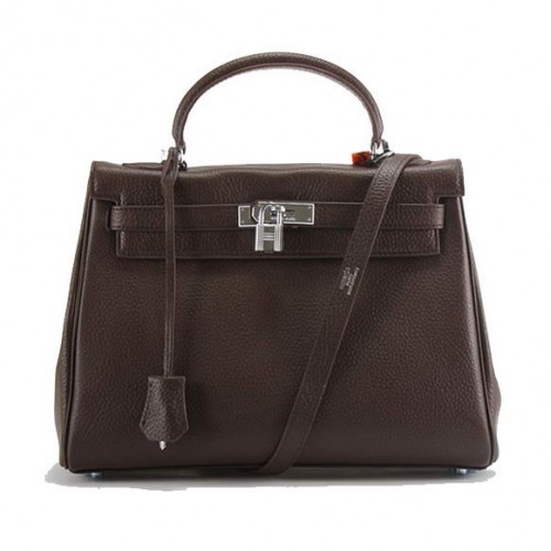 Torebki Hermes Kelly 32 cm Togo Leather 6018 Dark Coffee Silver