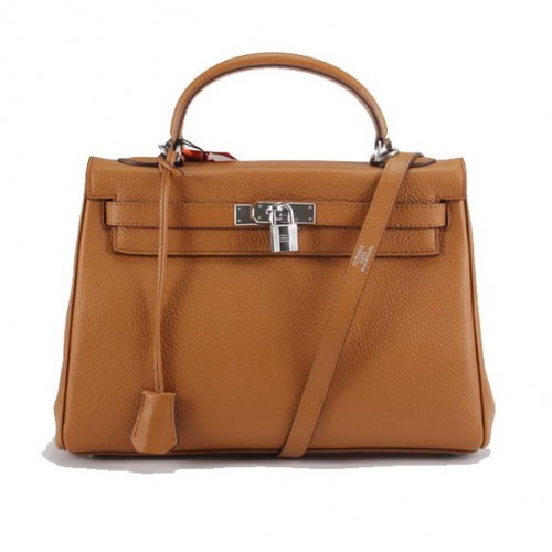 Torebki Hermes Kelly 32 cm Togo Leather 6018 Light Coffee Silver