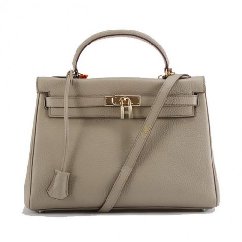 Torebki Hermes Kelly 32 cm Togo Leather 6018 Jasnoszary Złoty